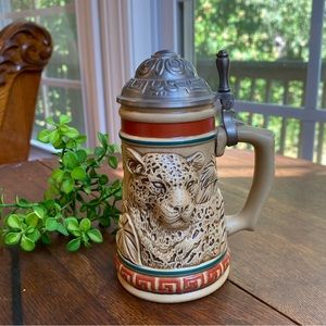 Avon Endangered Species Jaguar Mini Stein/  Mug /Pewter Lid / 1991